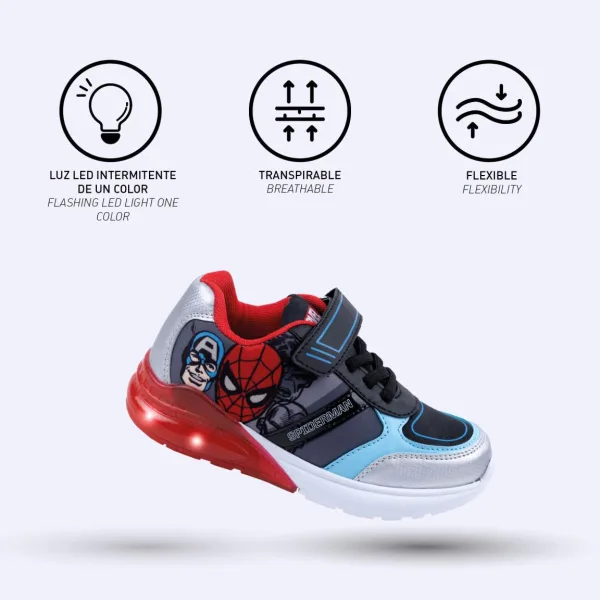 Προβολή προϊόντος Παιδικά Αθλητικά Παπούτσια Με Φωτάκι Avengers Spiderman Γκρι Κόκκινο Γαλάζιο